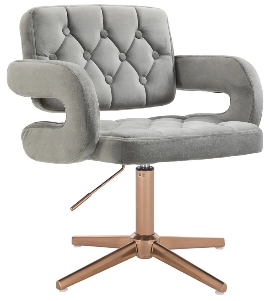 HR8403CROSS Scaun Catifea Gray Bază Aurie