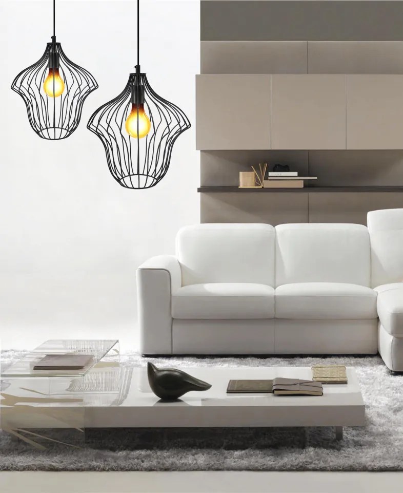 Lustra din fier galvanziat Capella neagra, un bec