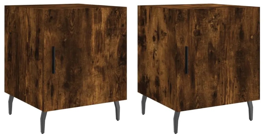 vidaXL Noptiere, 2 buc., stejar fumuriu, 40x40x50 cm, lemn compozit