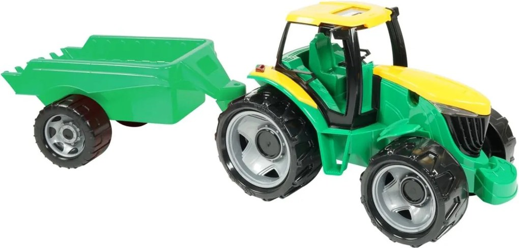 Tractor cu remorcă, 71 cm, verde/galben