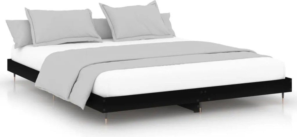 vidaXL Cadru de pat, negru, 200x200 cm, lemn prelucrat