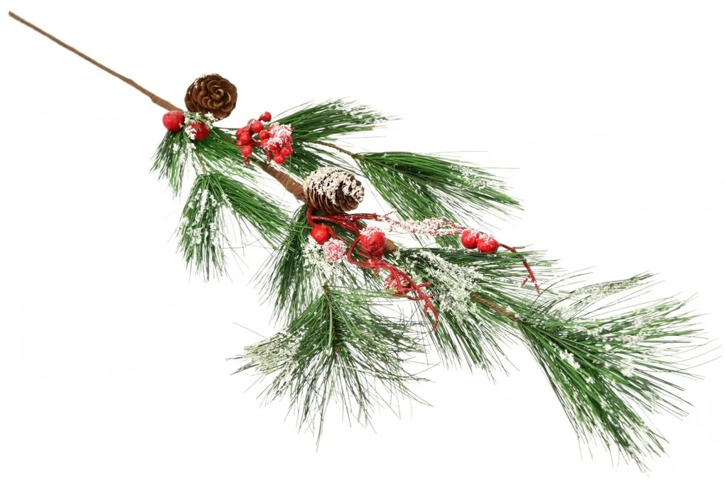 Ramură artificială de pin cu ornament, 75 cm