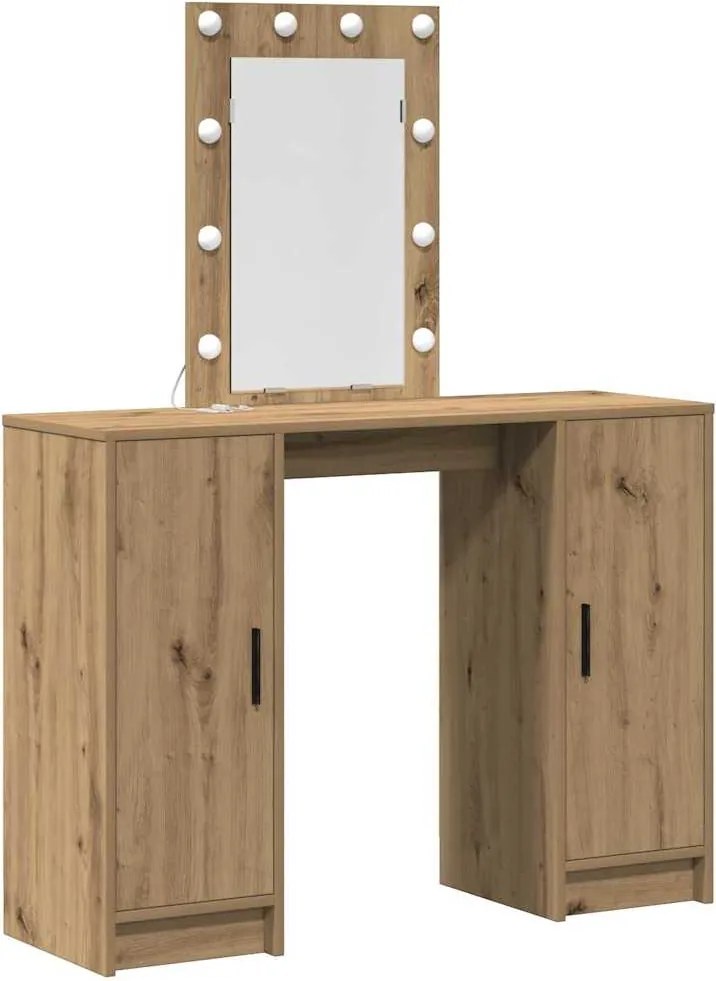 vidaXL Masă de Machiaj cu ușă Maro 102 x 33 x 135 cm Lemn compozit