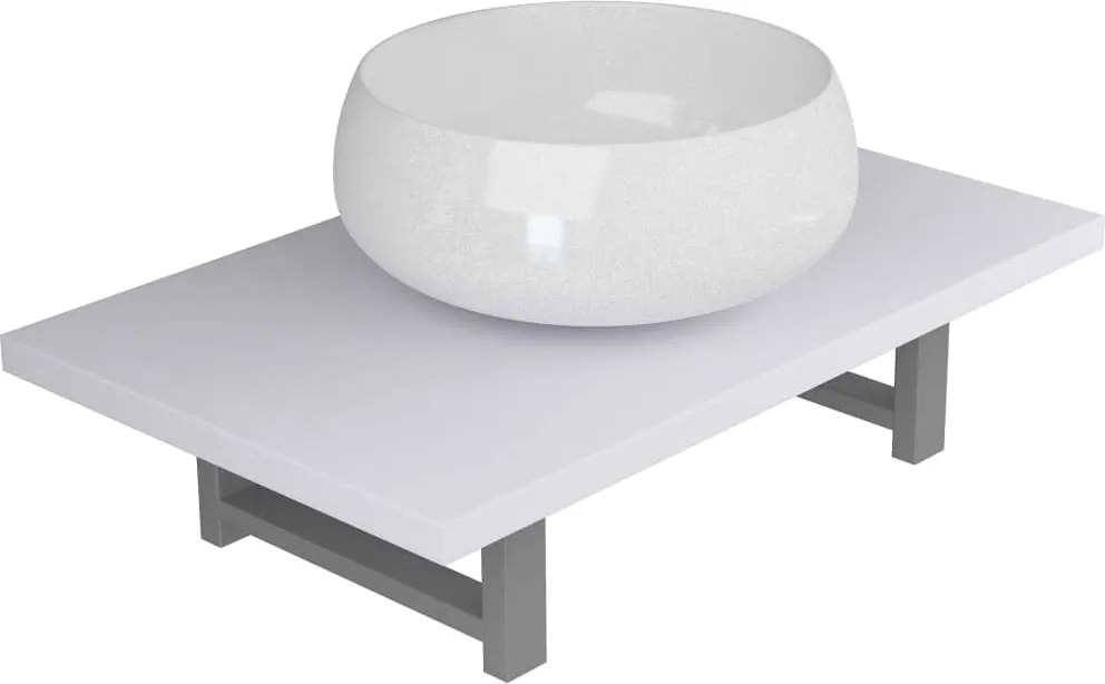 vidaXL Set mobilier de baie, 2 piese, alb, ceramică