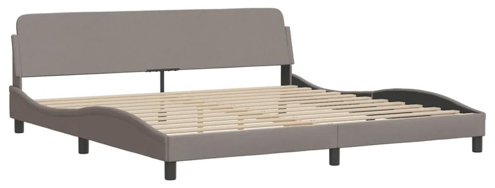373249 vidaXL Cadru de pat cu tăblie, gri taupe, 200x200 cm, textil