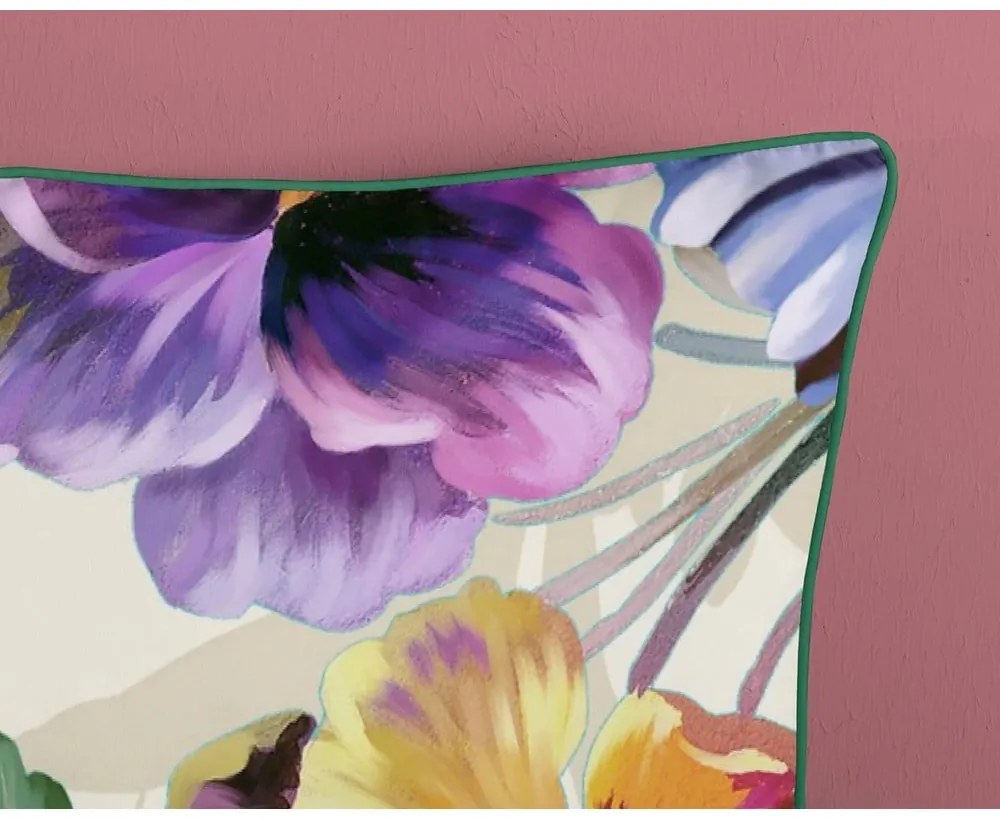 Lenjerie de pat din bumbac organic pentru pat dublu Descanso Flower Garden, 200 x 200 cm