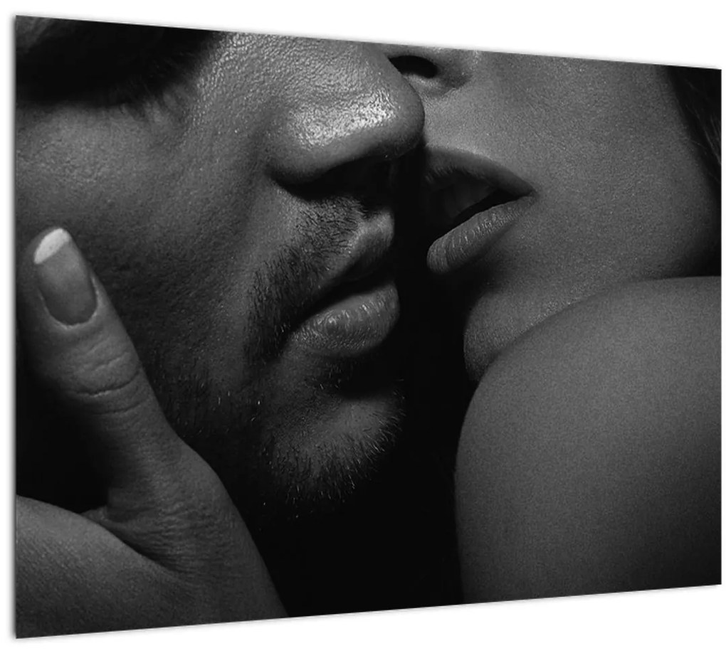 Tablou - Sărutul, fotografie alb-negru (70x50 cm)