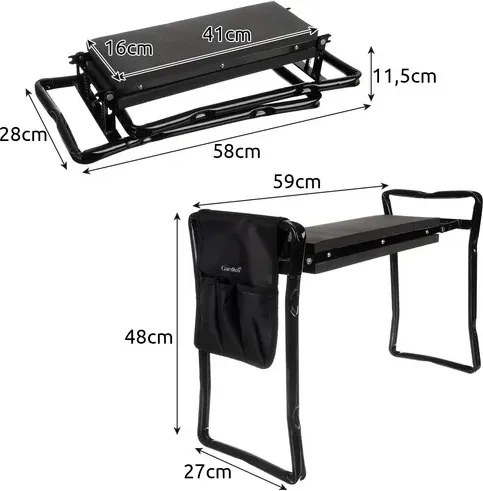Scaun multifuncțional de grădină cu unelte Gardlov - 60x50x27 cm