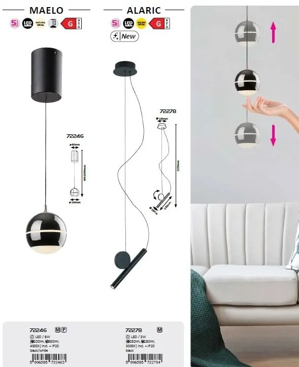 Lustra/Pendul LED stil minimalist Alaric