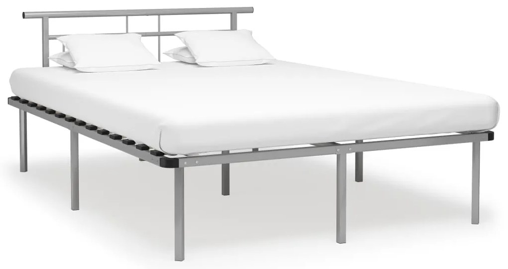 vidaXL Cadru de pat fără saltea, gri, 140 x 200 cm, metal