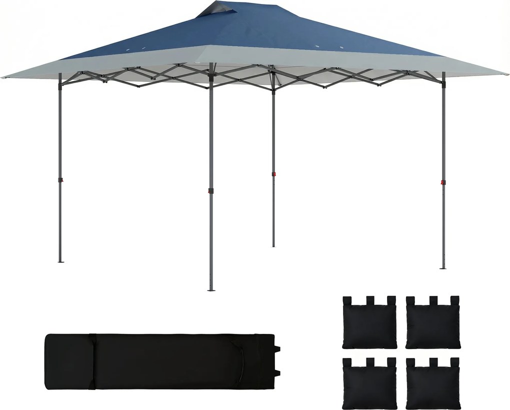 Outsunny Pavilion aprox. 4x4 m rezistent la apă, stabil, rezistent la iarnă, pop-up pliabil cu funcție de închidere într-un pas, UV50+ | Aosom Romania