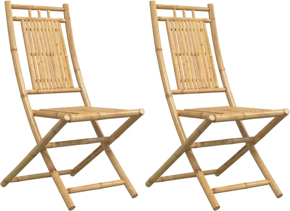 vidaXL Scaune de grădină pliabile, 2 buc., 46x66x99 cm, bambus