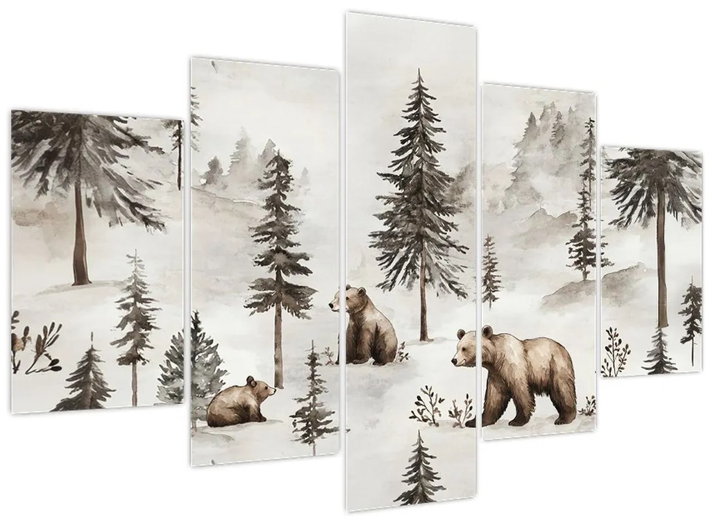 Tablou - Pădure cu Urși (150x105 cm)