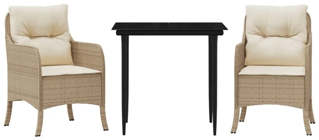 3211962 vidaXL Set mobilier de grădină cu perne, 3 piese, bej, poliratan