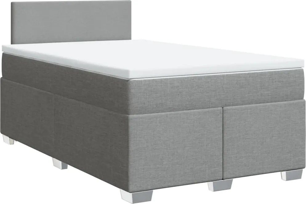 vidaXL Pat continental cu saltea, gri deschis, 120x200 cm, textil