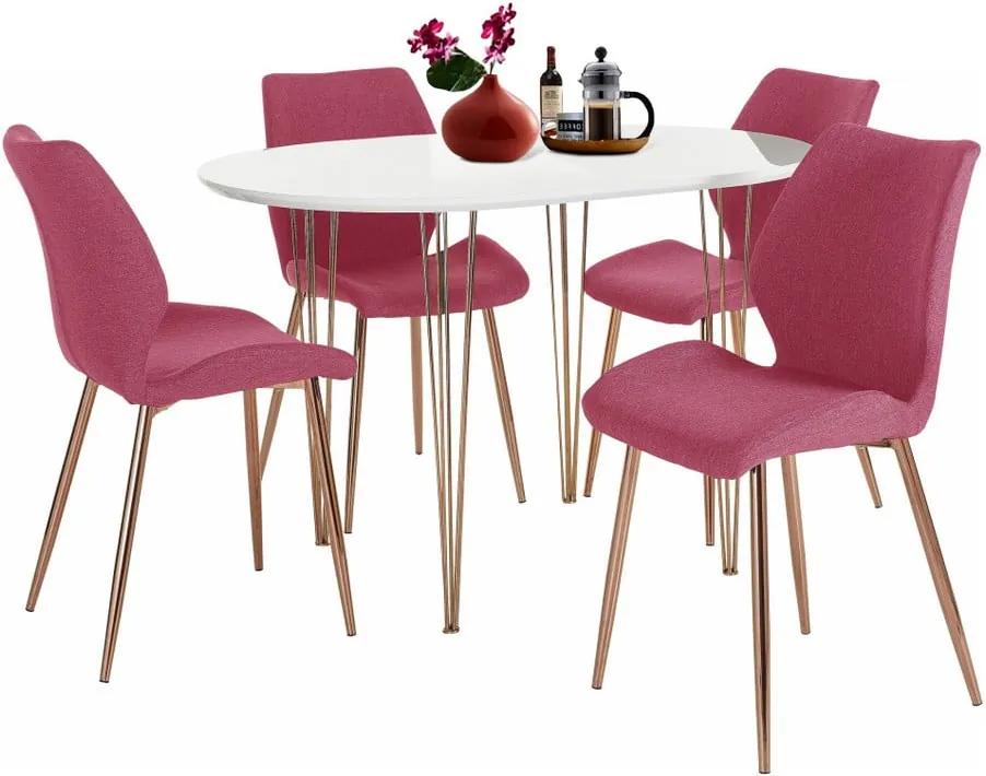 Set masă și 4 scaune Støraa Emil and Annie, alb - roșu