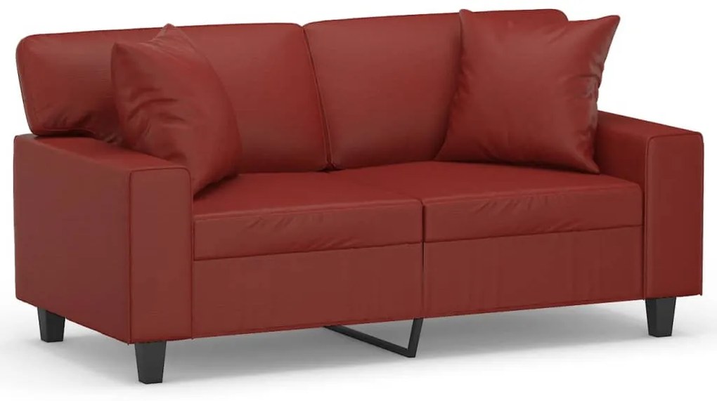 3153057 vidaXL Canapea 2 locuri, perne&pernuțe roșu vin 120 cm piele ecologică