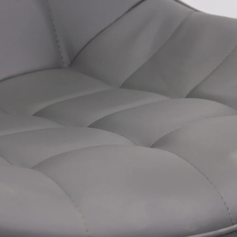 Scaun living gri BUC 206P din piele sintetică și cadru metalic vopsit