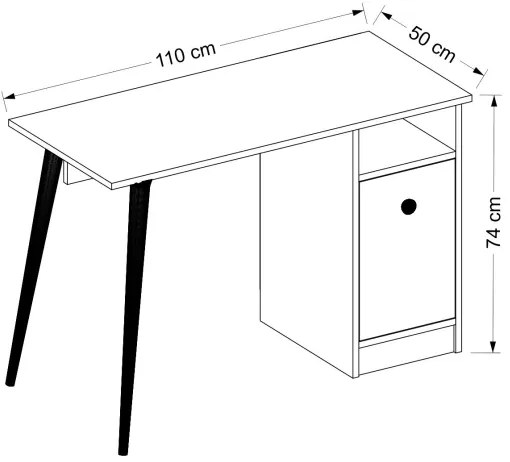 Masă de lucru CANNAS 110x74 cm alb/maro