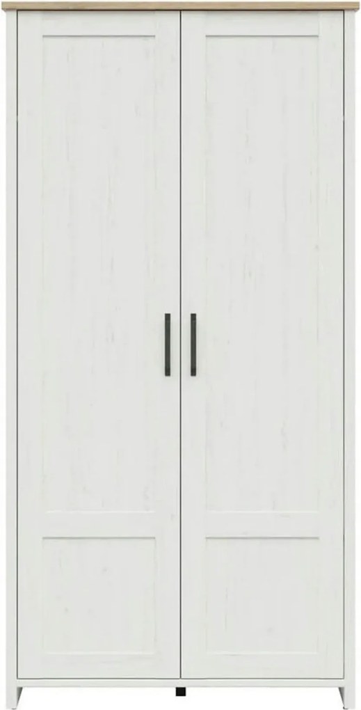 Dulap LOKSA, alb/stejar, PAL laminat, cu 2 usi, 102x57x201 cm