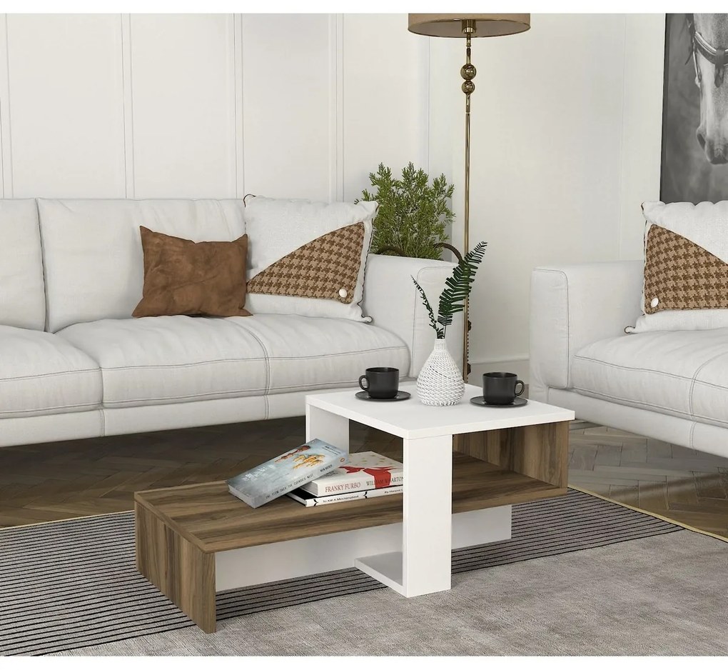 Măsuță de cafea Chain White and Walnut