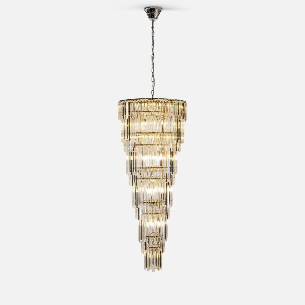 Lustra spectaculoasa pentru casa scarii sau hol LUXE crom, H-200cm