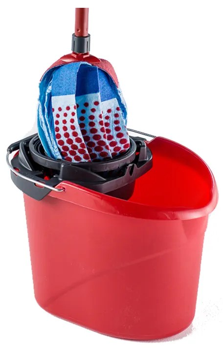 Set de curățat podele Vileda Super Mocio, 3 bucăți, 10 l, mecanism de scurgere, roșu