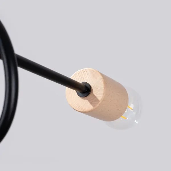 Lustră aplicată Sollux SL.1478 EMBER 5xE27/15W/230V negru/bej/fag