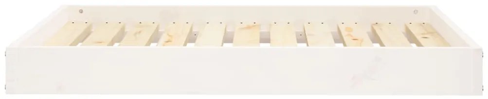 Pat pentru caini, alb, 91,5x64x9 cm, lemn masiv de pin Alb
