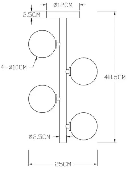Lustră pe tijă Lucide 45174/04/02 TYCHO 4xG9/28W/230V auriu