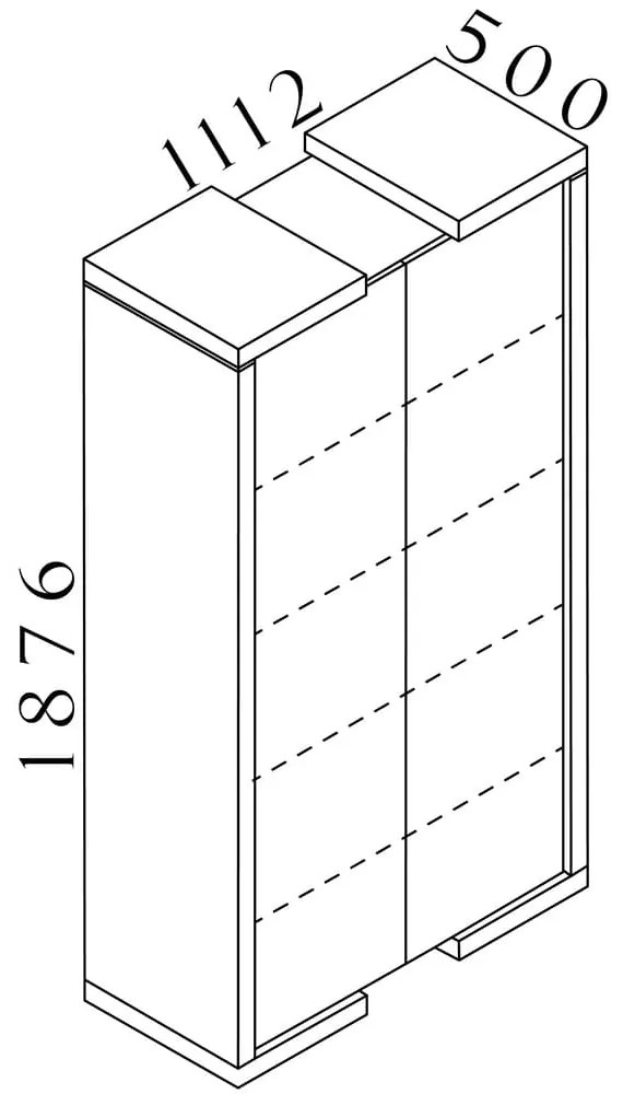 Dulap înalt Lineart 111,2 x 50 x 187,6 cm, ulm deschis / alb