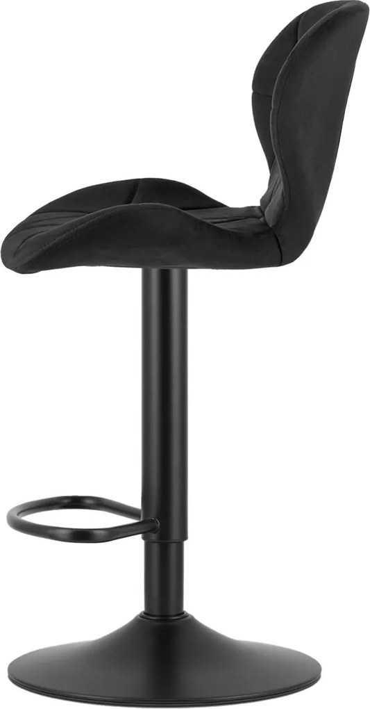 OFERTA Scaun de bar cu picior negru WEST VELVET, negru II. calitate