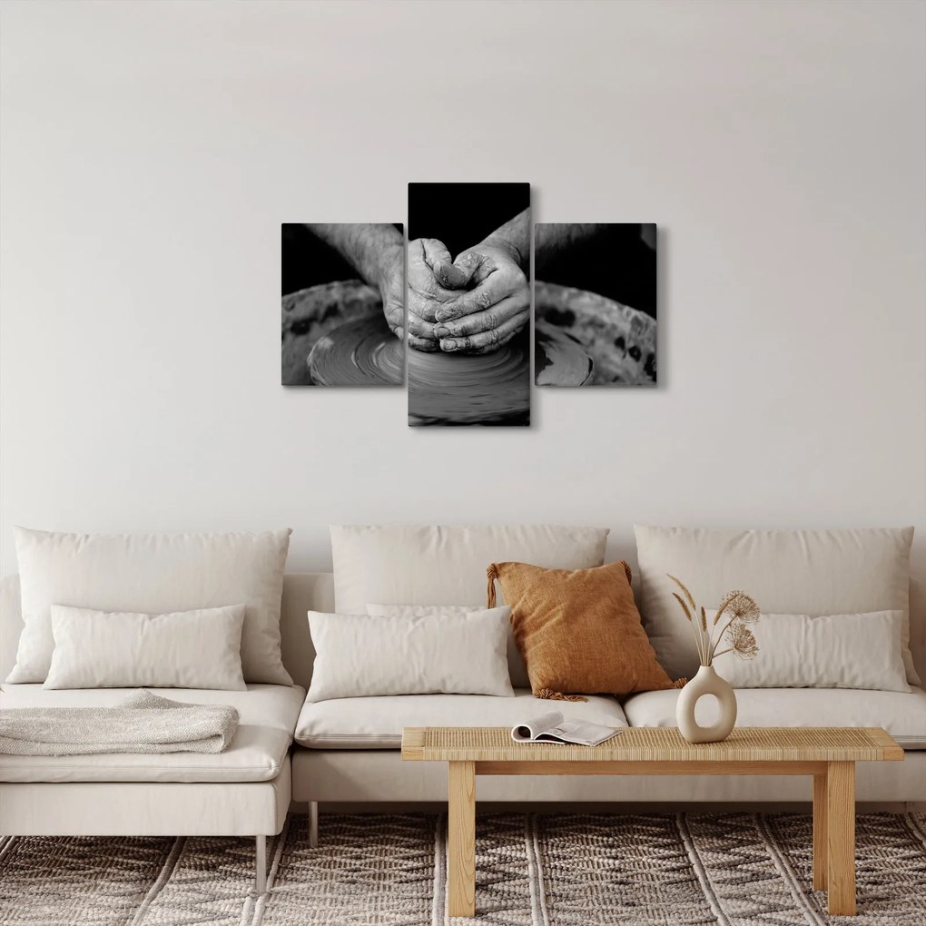 Tablou alb negru - producția de ceramică (90x60 cm)