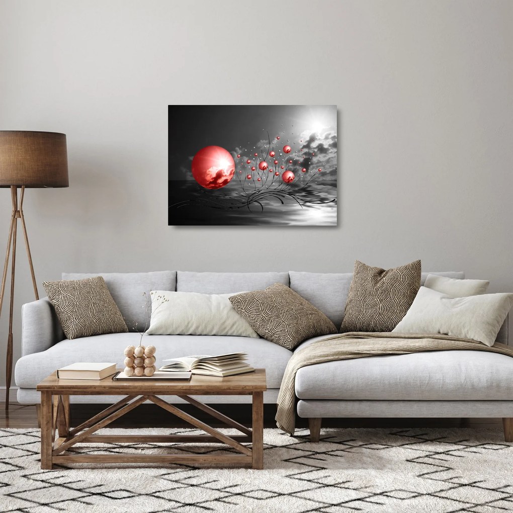Tablou pe sticlă bilelor roșii (70x50 cm)