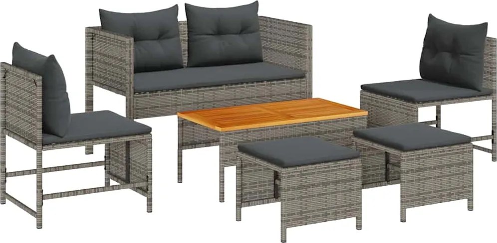 vidaXL Set de canapele pentru grădină cu pernă 6 pcs Gri și gri închis