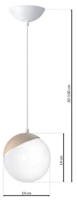 Lustră pe cablu SFERA WOOD 1xE14/40W/230V alb