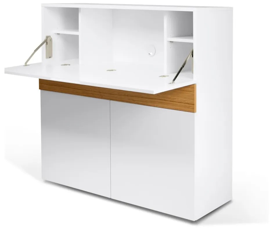 Birou cu dulap Focus White/Oak, 110 x 42 x 109 cm