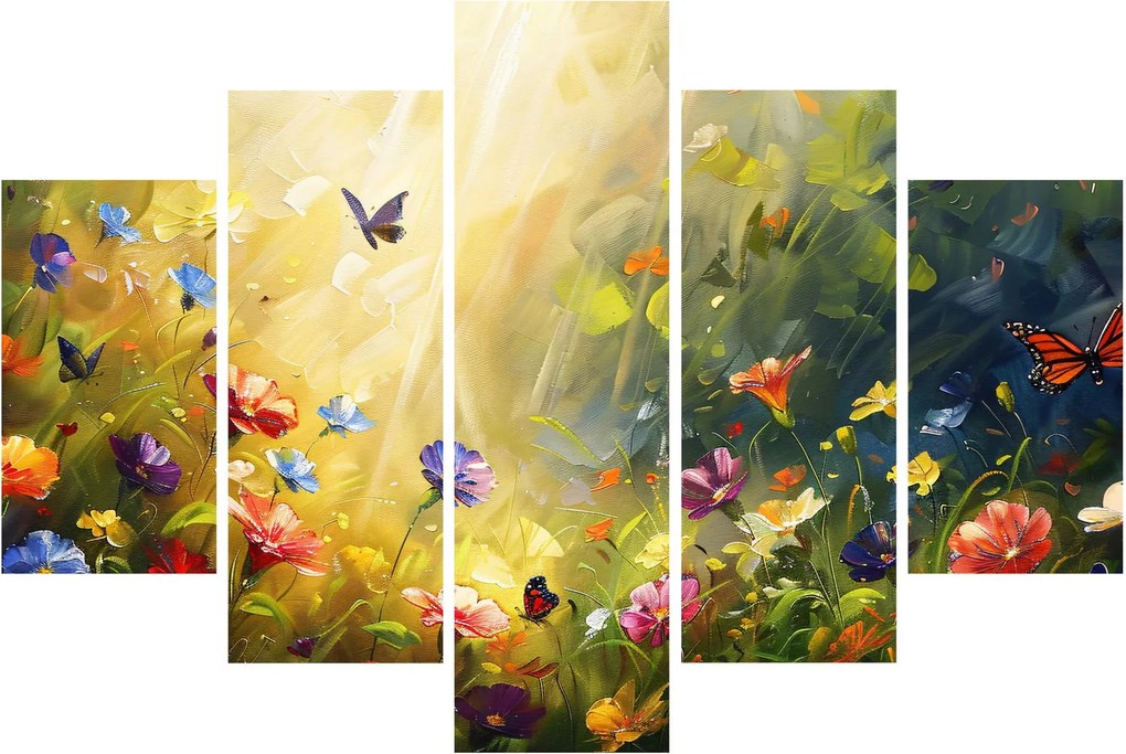 Tablou - Pajiște cu flori de primăvară, pictură (150x105 cm)
