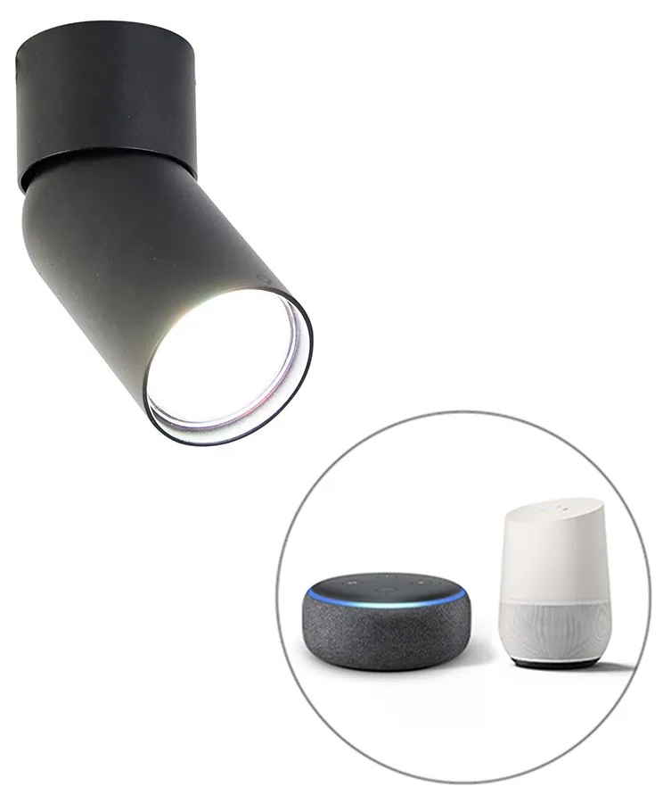 Spotlight modern inteligent negru cu Wi-Fi GU10 - Falo