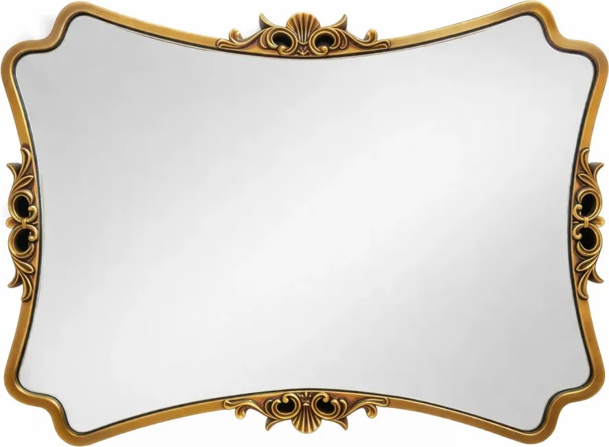 Oglindă decorativă de perete, ramă aurie antichizată, 60x80 cm