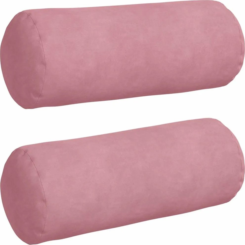 vidaXL Perne Bolster 2 pcs Roz Ø 15 x 40 cm Țesătură din corduroy