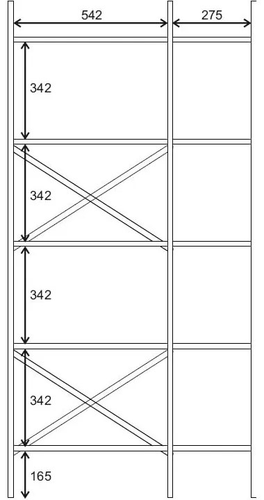 Bibliotecă în culoare naturală cu aspect de lemn de stejar 58x175 cm Ara – Marckeric