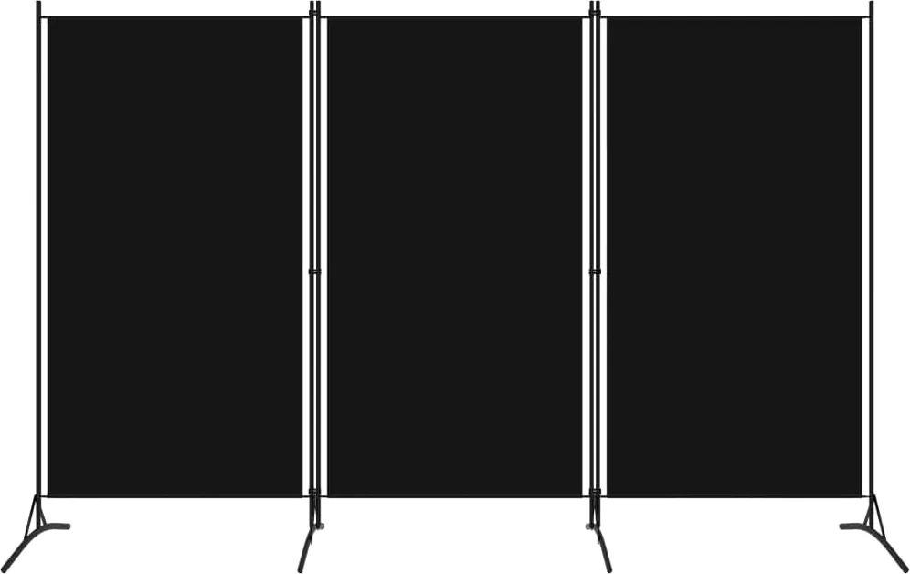 Paravan de camera cu 3 panouri, negru, 260 x 180 cm