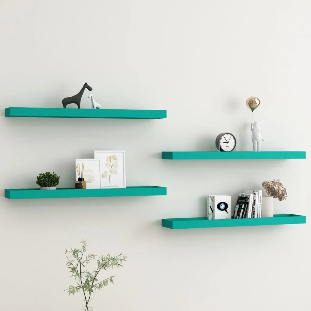 330240 vidaXL Rafturi de perete Loggia, 4 buc., albastru, 80x15x4 cm, MDF