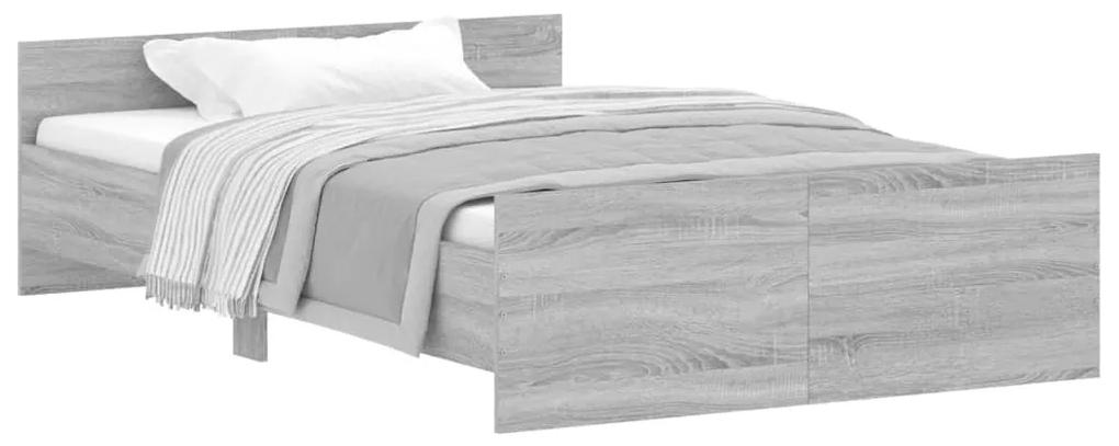 3203780 vidaXL Cadru de pat cu tăblie la cap/picioare, gri sonoma, 120x190 cm