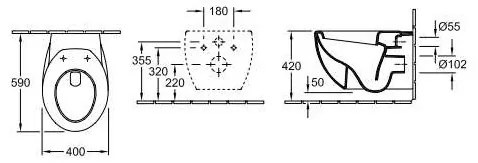 Vas WC suspendat, Villeroy&amp;Boch Aveo New Generation, 40x59cm, Alb Alpin, 661210R1