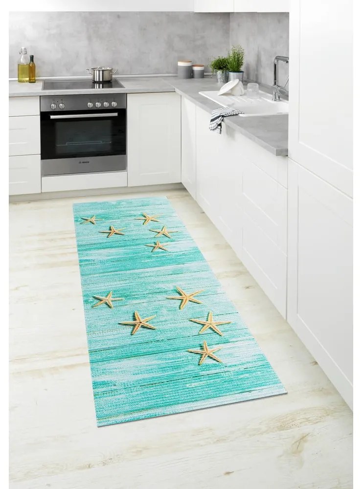 Covoraș de baie turcoaz din plastic 65x200 cm Mediaster – Wenko