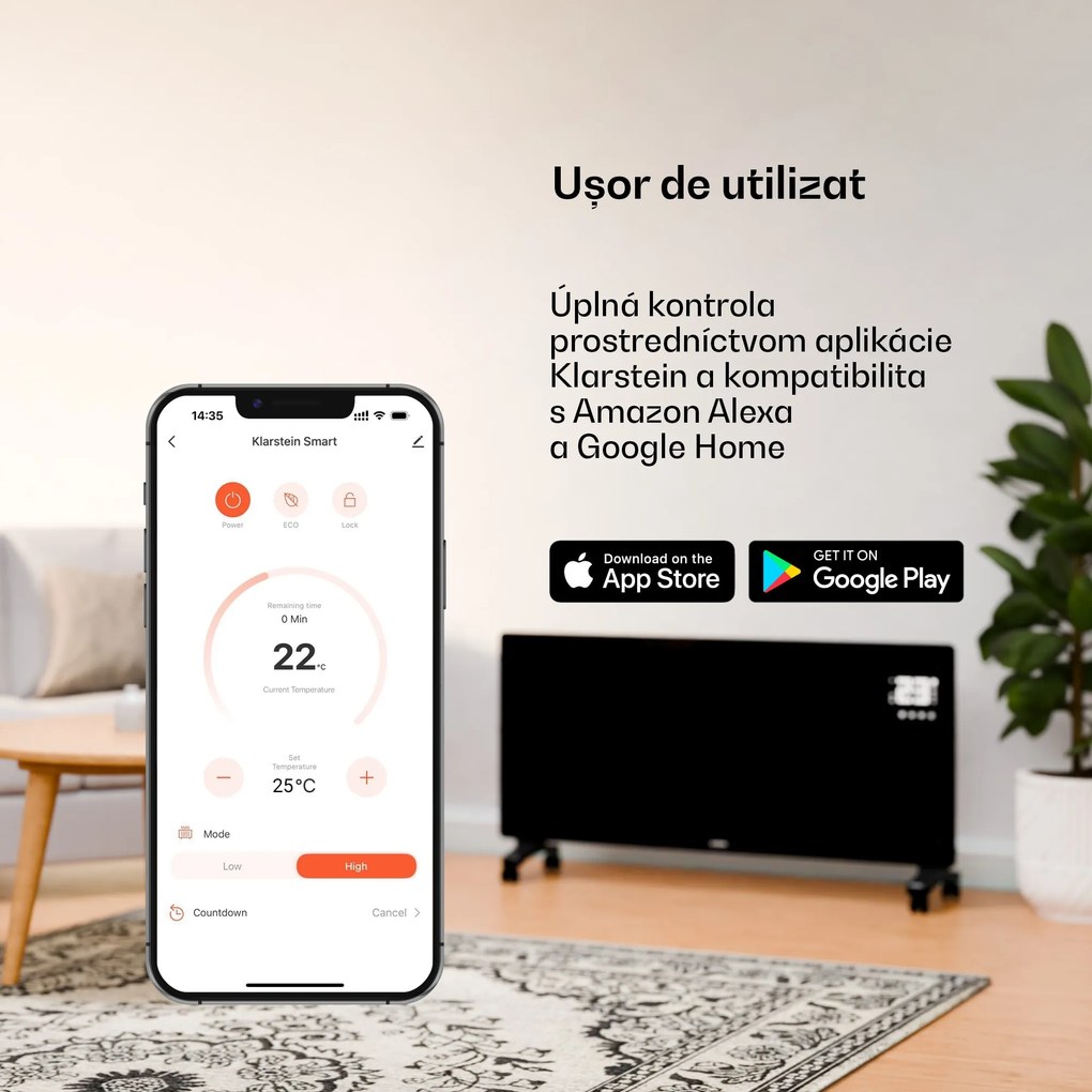 Klarstein Bornholm Smart 2500, încălzitor, 2500W, WiFi, LED, IP24