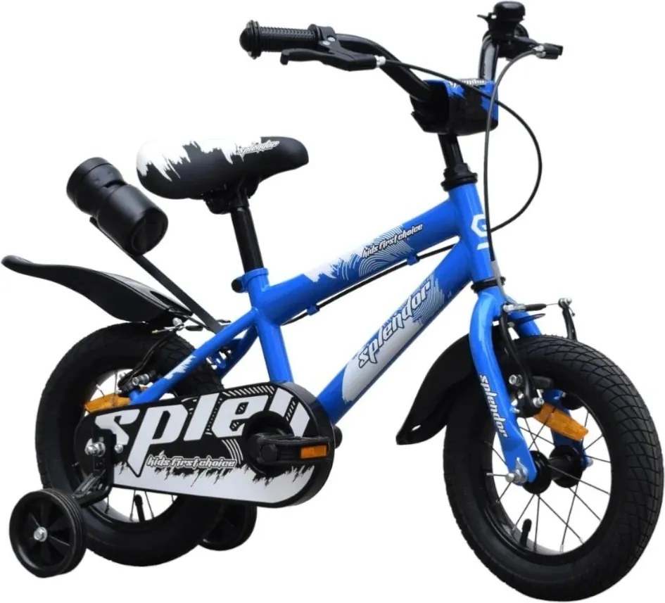 Bicicleta pentru copii NOVOKIDS™ Splend'Or Boom PRO Edition, Cu bidon pentru apa, Roti 12" inch, Maxim 50 kg, Cadru din otel, Roti ajutatoare