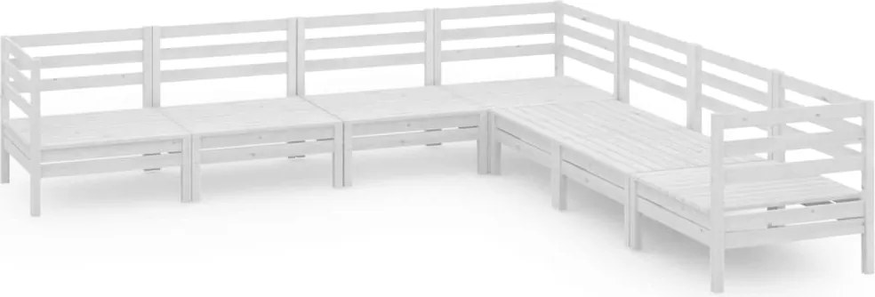 vidaXL Set mobilier de grădină, 7 piese, alb, lemn masiv de pin